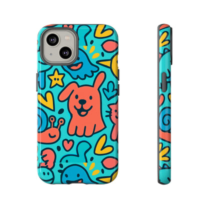 Vibrant Colourful Protective Phone Case with Fun Animal Cartoon Design – Stylish Protection for Kids and Adults Compatible with iPhone 13, 14, 15 & 16 – All Models Including Pro, Pro Max & Plus