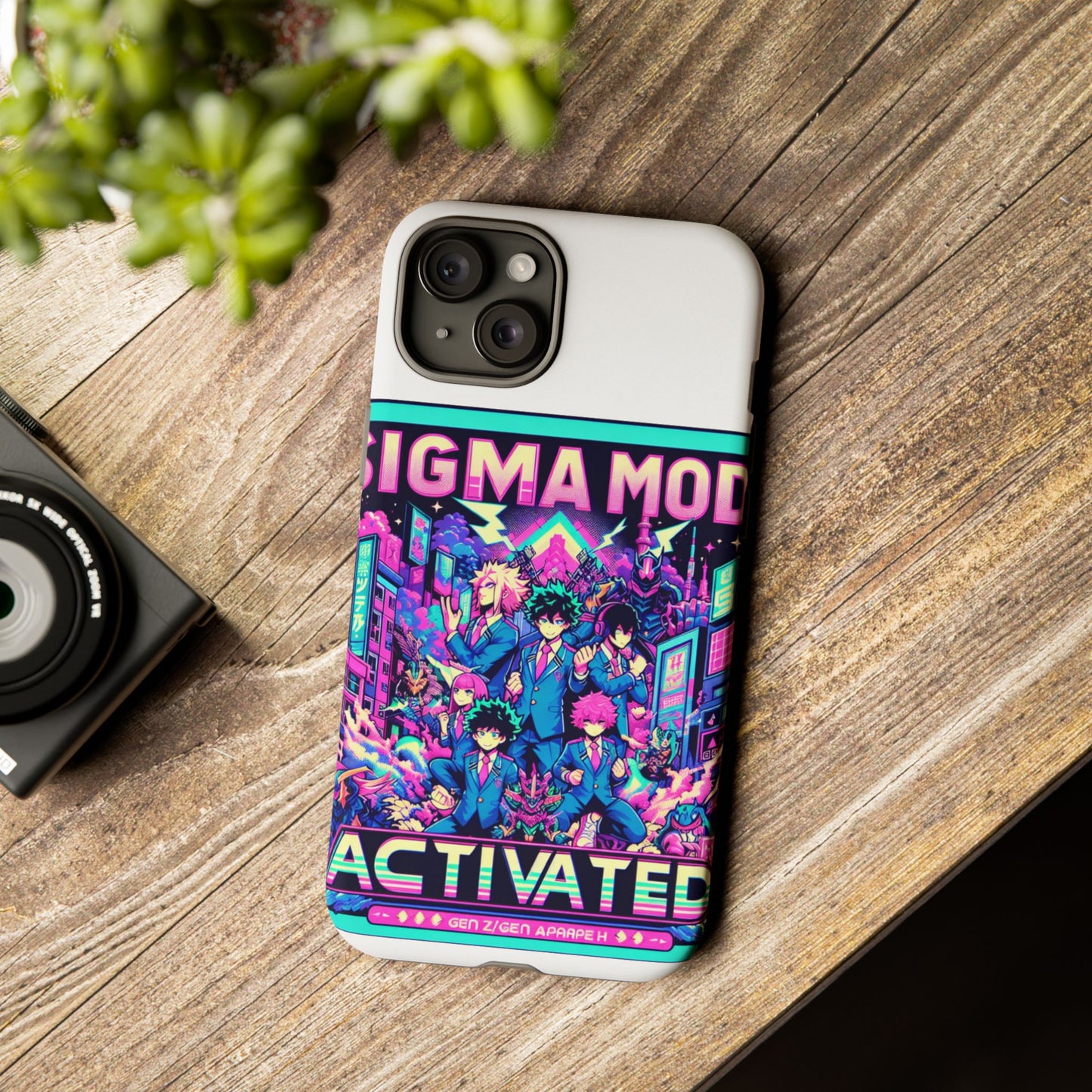 sigma mode activated vibrant protective phone case for anime and comic lovers, shock absorbing tpu silicone, 3d wrap design, uv protected, glossy or matte finish