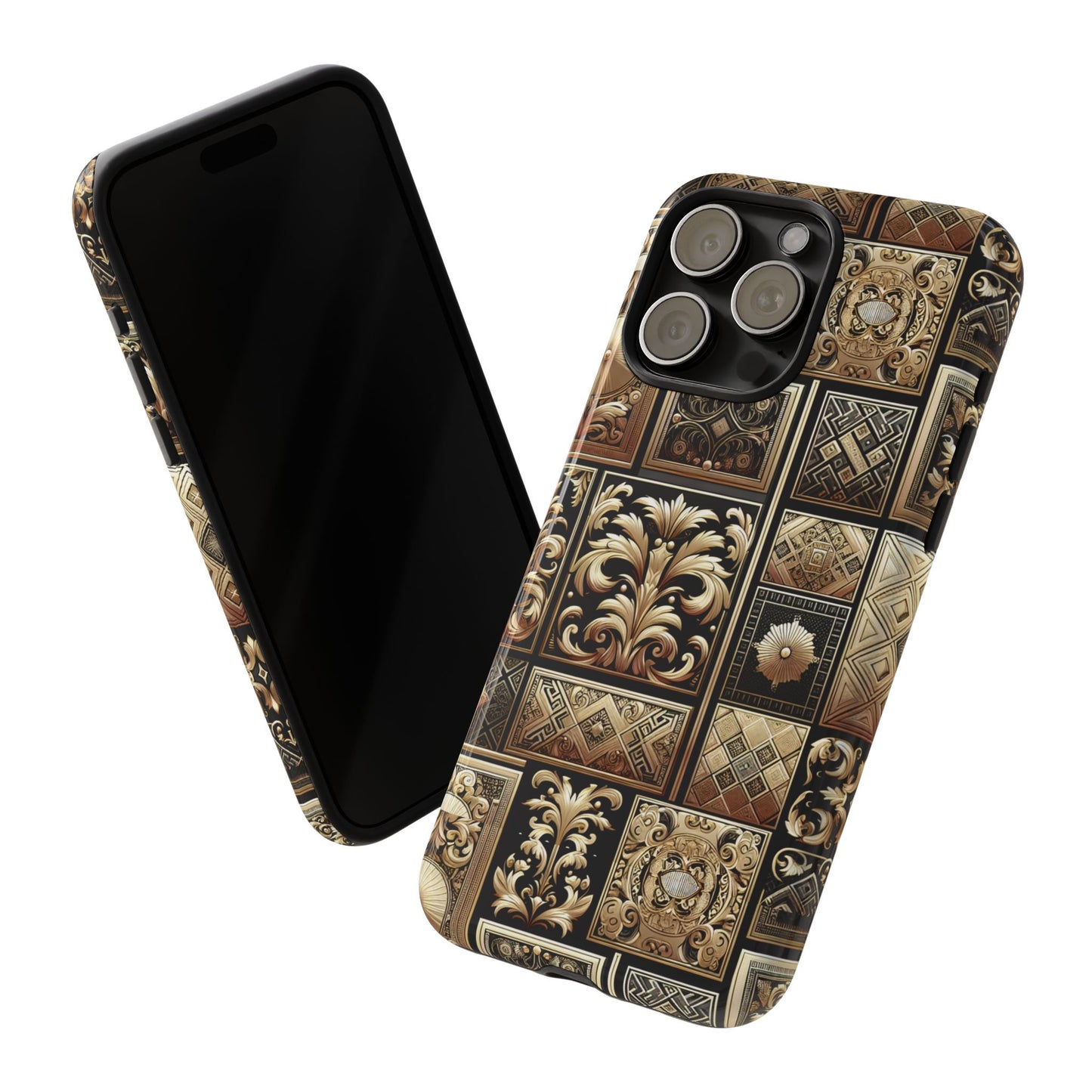 pattern image 4 vibrant 3d phone case for anime and comic fans with baroque gold ornate design compatible with iphone 13, 14, 15 & 16 – all models including pro, pro max & plus