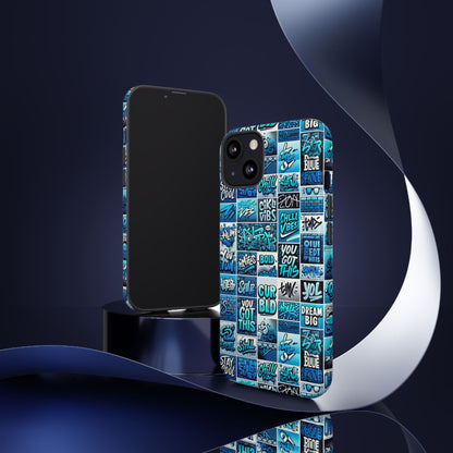Vibrant Blue 3D Wrap Protective Phone Case Featuring Retro Alphabet Design for Stylish Smartphone Protection Compatible with iPhone 13, 14, 15 & 16 – all models including Pro, Pro Max & Plus