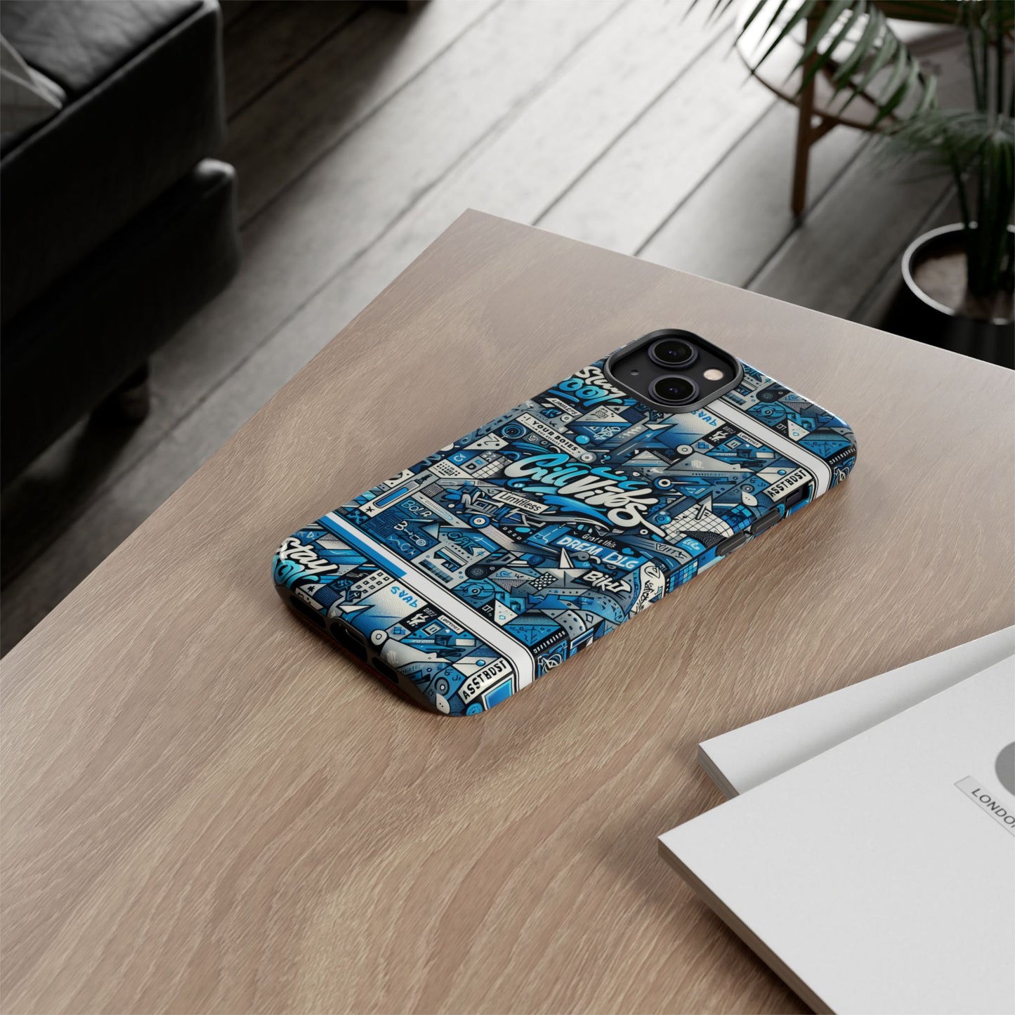 vibrant 3d wrap protective phone case in retro blue aesthetic for stylish protection compatible with iphone 13, 14, 15 & 16 – all models including pro, pro max & plus