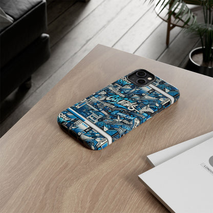 Vibrant 3D Wrap Protective Phone Case in Retro Blue Aesthetic for Stylish Protection Compatible with iPhone 13, 14, 15 & 16 – All Models Including Pro, Pro Max & Plus