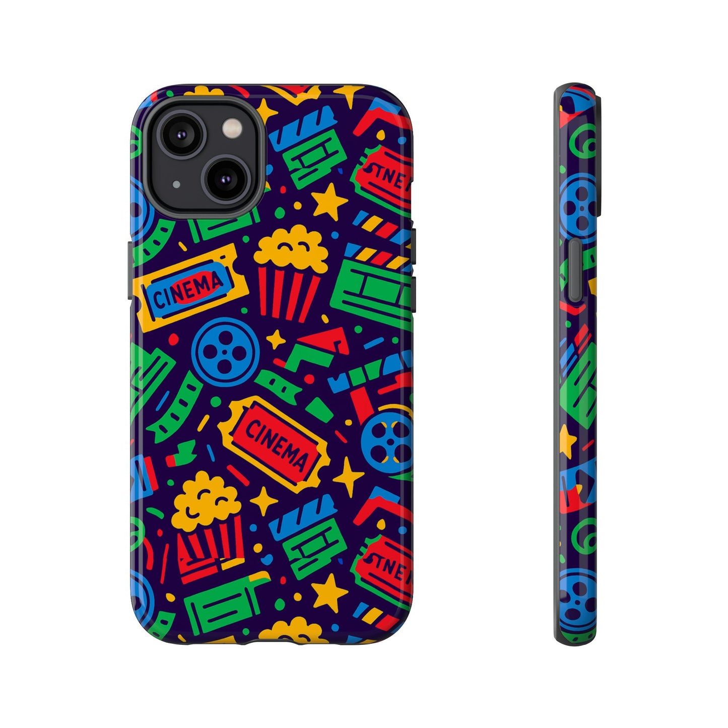 vibrant multicolour cinema-themed 3d wrap protective phone case for self-expression stylish protection compatible with iphone 13, 14, 15 & 16 – all models including pro, pro max & plus