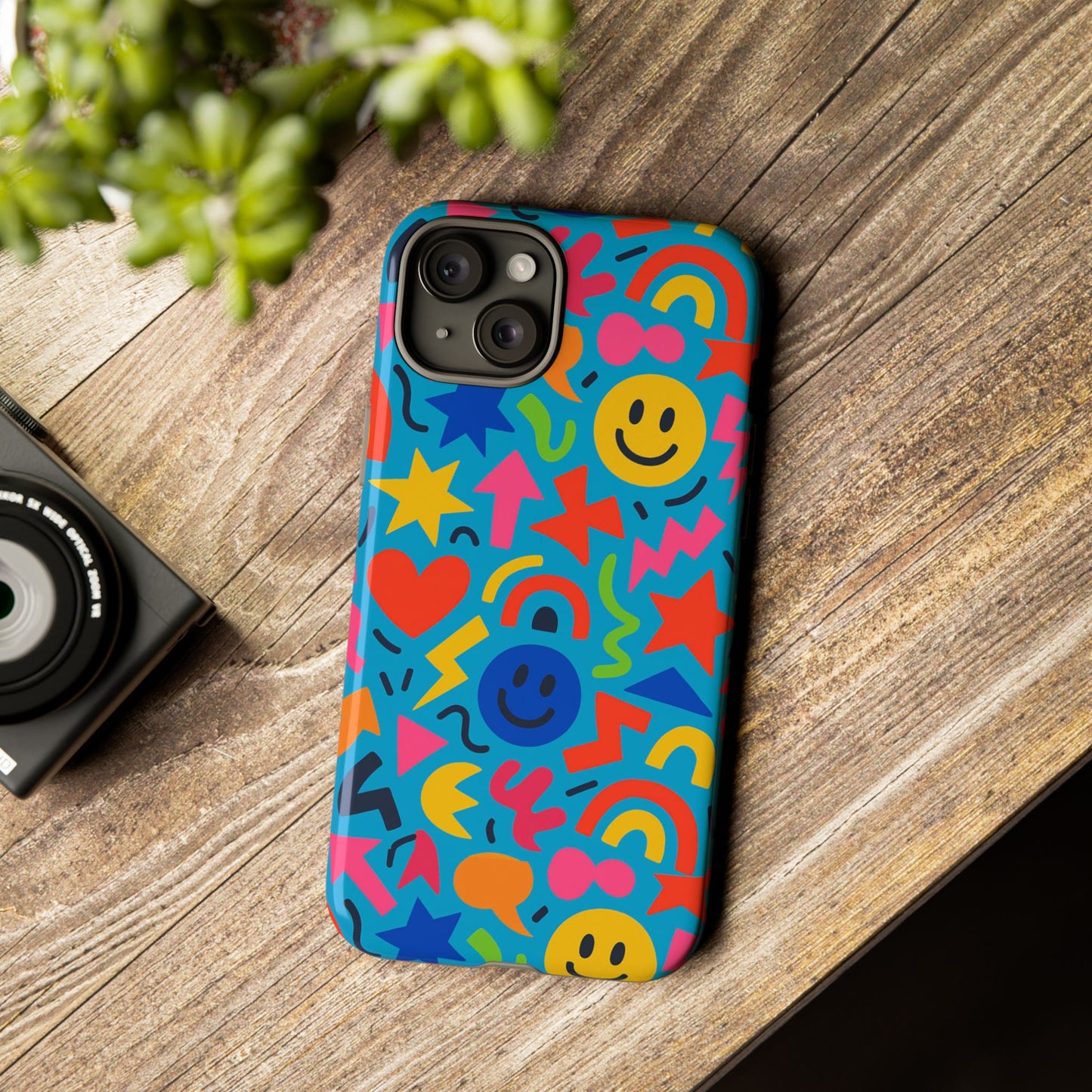 multicolour 3d wrap protective phone case for kids and teens with fun geometric design – stylish protection compatible with iphone 13, 14, 15 & 16 – all models including pro, pro max & plus