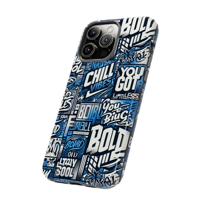 Vibrant 3D Typography Phone Case in Blue – Stylish Protection for Trendy Individuals – Compatible with iPhone 13, 14, 15 & 16 – all models including Pro, Pro Max & Plus