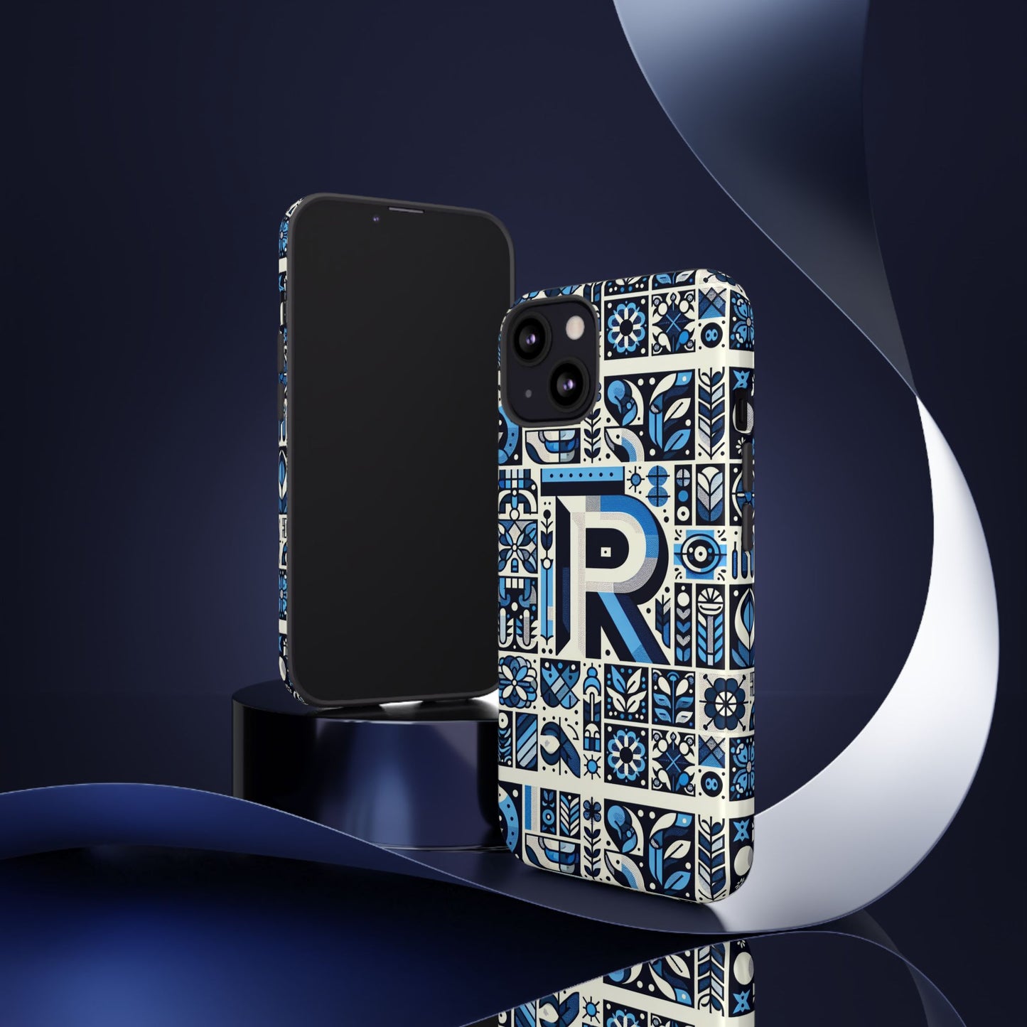 blue alphabet r phone case with 3d wrap and shock absorption for kids and teenagers
