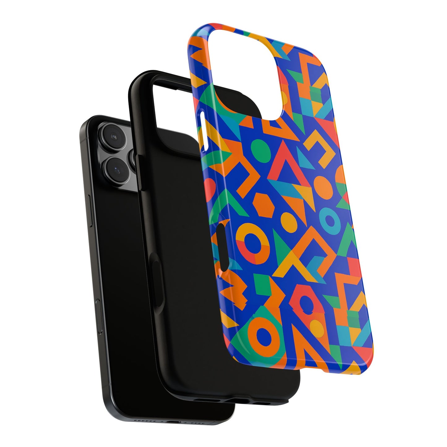 multicolour geometric 3d wrap protective phone case – vibrant accessory for creative individuals compatible with iphone 13, 14, 15 & 16 – all models including pro, pro max & plus