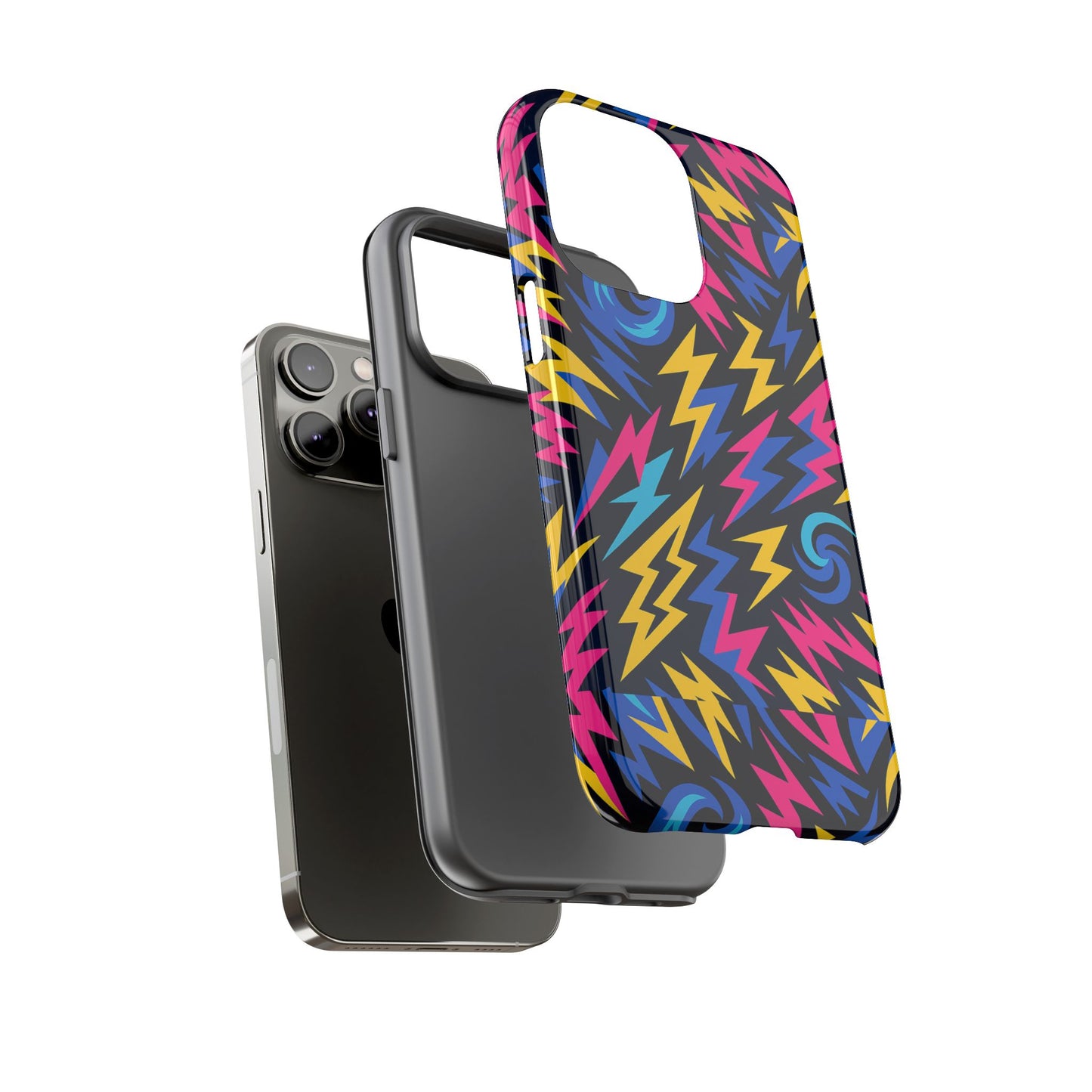 vibrant lightning bolt protective phone case with 3d wrap design for trendy aesthetic accessories compatible with iphone 13, 14, 15 & 16 – all models including pro, pro max & plus