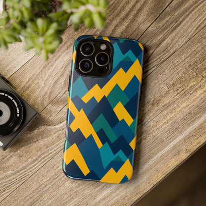 Vibrant Geometric Mountain Design Protective Phone Case for Unique Style and Durable Protection Compatible with iPhone 13, 14, 15 & 16 – all models including Pro, Pro Max & Plus