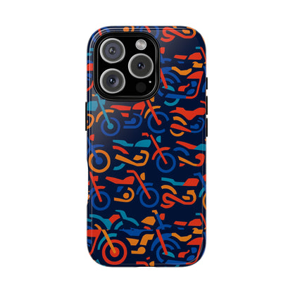 Vibrant 3D Multicolour Motorcycle Pattern Protective Phone Case for Creative Individuals – Stylish Protection Compatible with iPhone 13, 14, 15 & 16 – All Models Including Pro, Pro Max & Plus