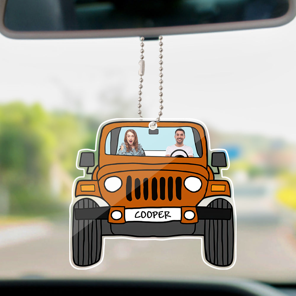 personalized off road car photos hanging ornament - acrylic decor with copper chain, lightweight and stylish interior decoration