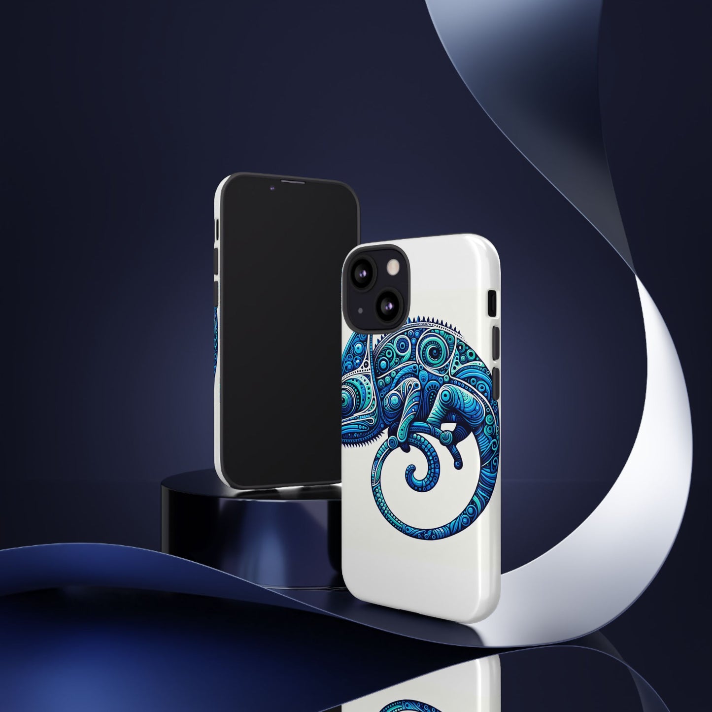 vibrant 3d wrap protective phone case with blue chameleon design, creative accessory for unique style, compatible with iphone 13, 14, 15 & 16 – all models including pro, pro max & plus