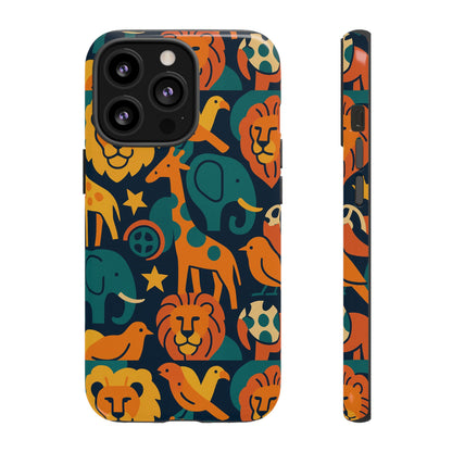 Vibrant Animal Print Protective Phone Case in Multicolour – Playful Design for Stylish Protection – Compatible with iPhone 13, 14, 15 & 16 – All Models Including Pro, Pro Max & Plus