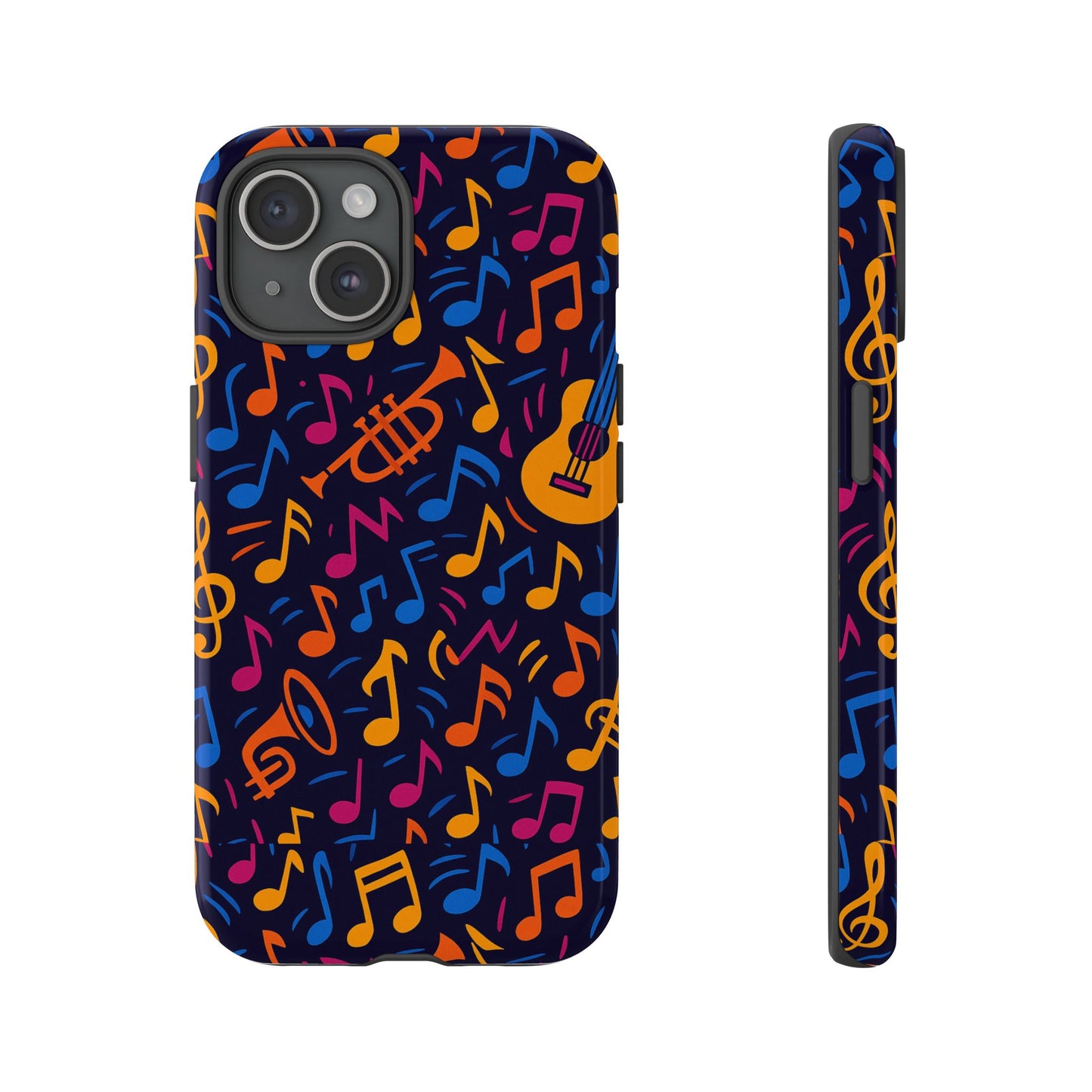 multicolour music themed protective phone case with 3d design for stylish protection – compatible with iphone 13, 14, 15 & 16 – all models including pro, pro max & plus