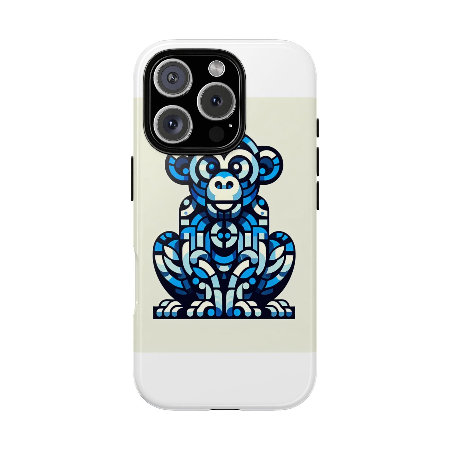 vibrant blue 3d wrap phone case with playful monkey design for creative individuals compatible with iphone 13, 14, 15 & 16 – all models including pro, pro max & plus