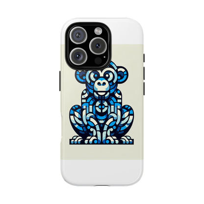 Vibrant Blue 3D Wrap Phone Case with Playful Monkey Design for Creative Individuals Compatible with iPhone 13, 14, 15 & 16 – all models including Pro, Pro Max & Plus