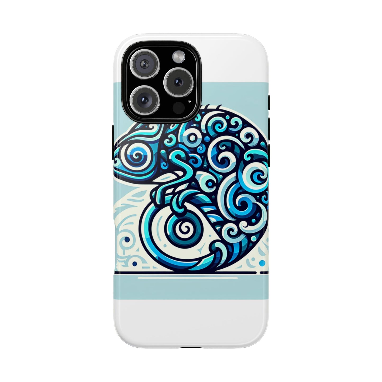 vibrant 3d wrap protective phone case with playful chameleon design in blue – unique accessory for self-expression compatible with iphone 13, 14, 15 & 16 – all models including pro, pro max & plus