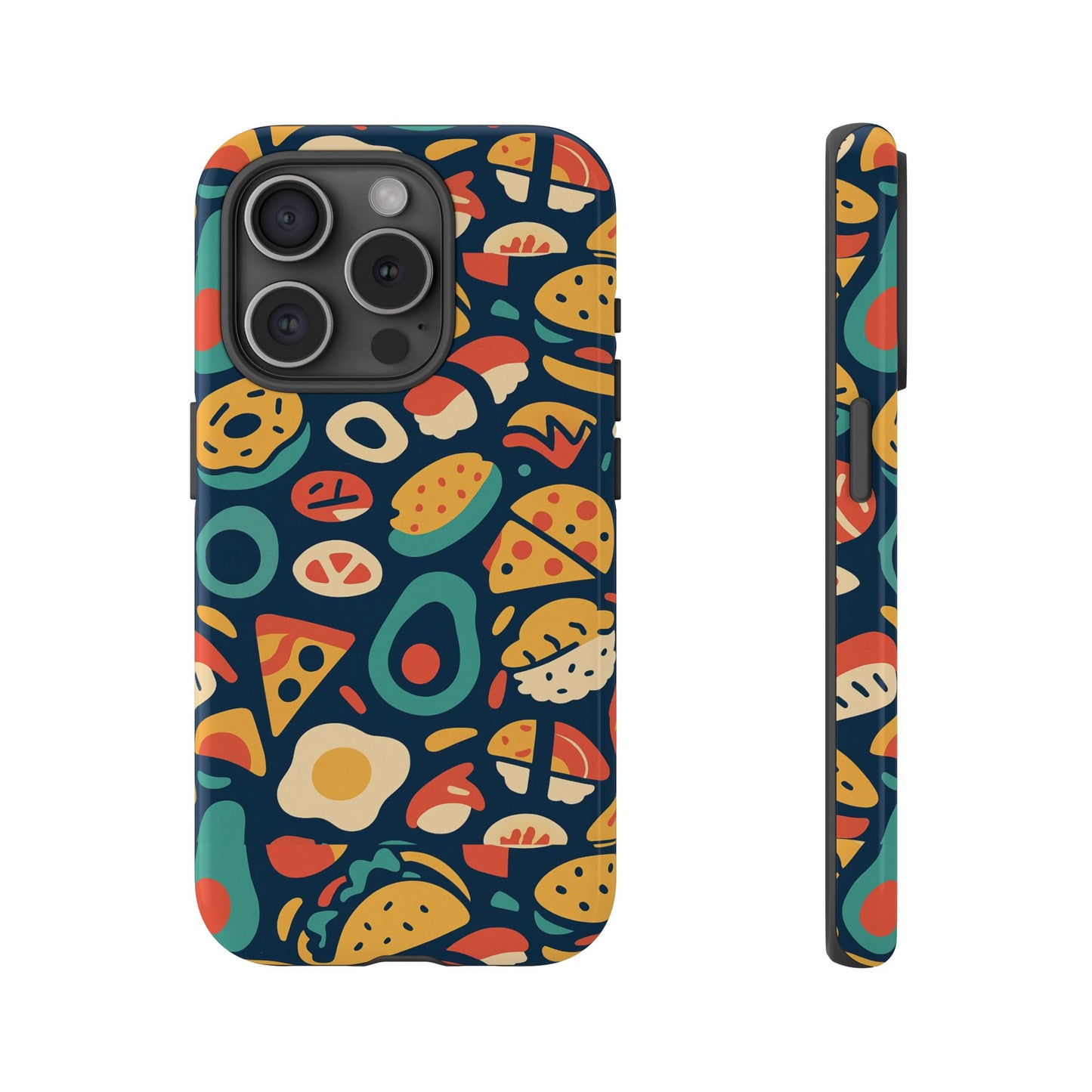 vibrant food-themed protective phone case with 3d design for stylish protection compatible with iphone 13, 14, 15 & 16 – all models including pro, pro max & plus