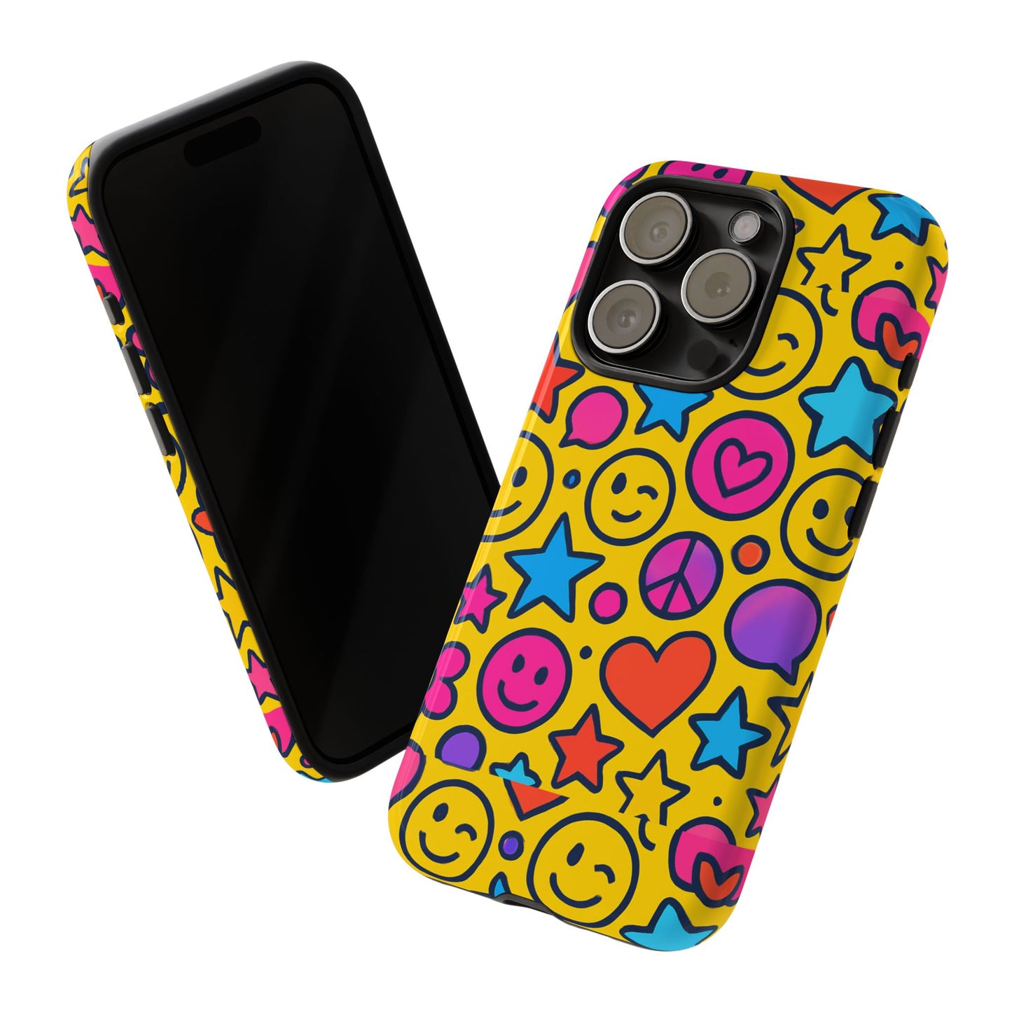 multicolour emoji protective phone case with 3d wrap design for stylish protection and individual expression compatible with iphone 13, 14, 15 & 16 – all models including pro, pro max & plus