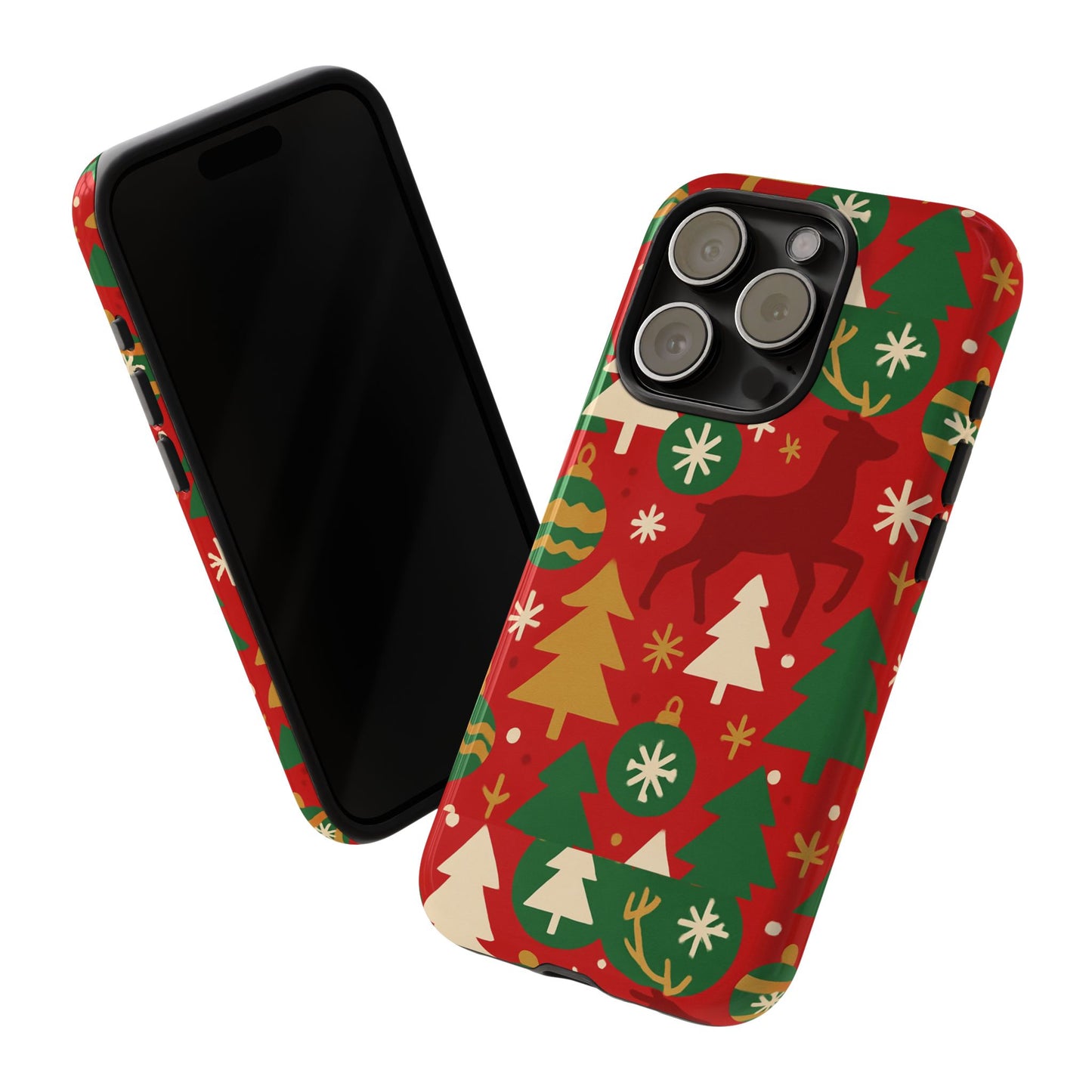 vibrant red christmas phone case with festive 3d design for stylish protection compatible with iphone 13, 14, 15 & 16 – all models including pro, pro max & plus