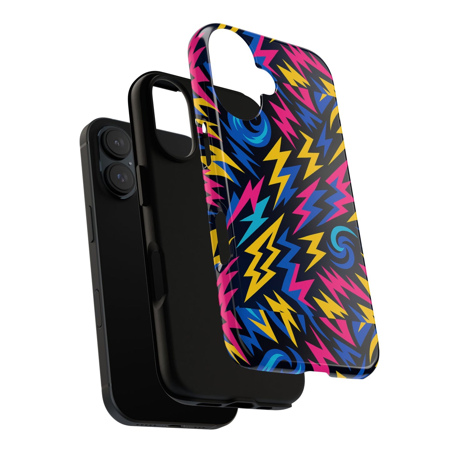 vibrant lightning bolt protective phone case with 3d wrap design for trendy aesthetic accessories compatible with iphone 13, 14, 15 & 16 – all models including pro, pro max & plus
