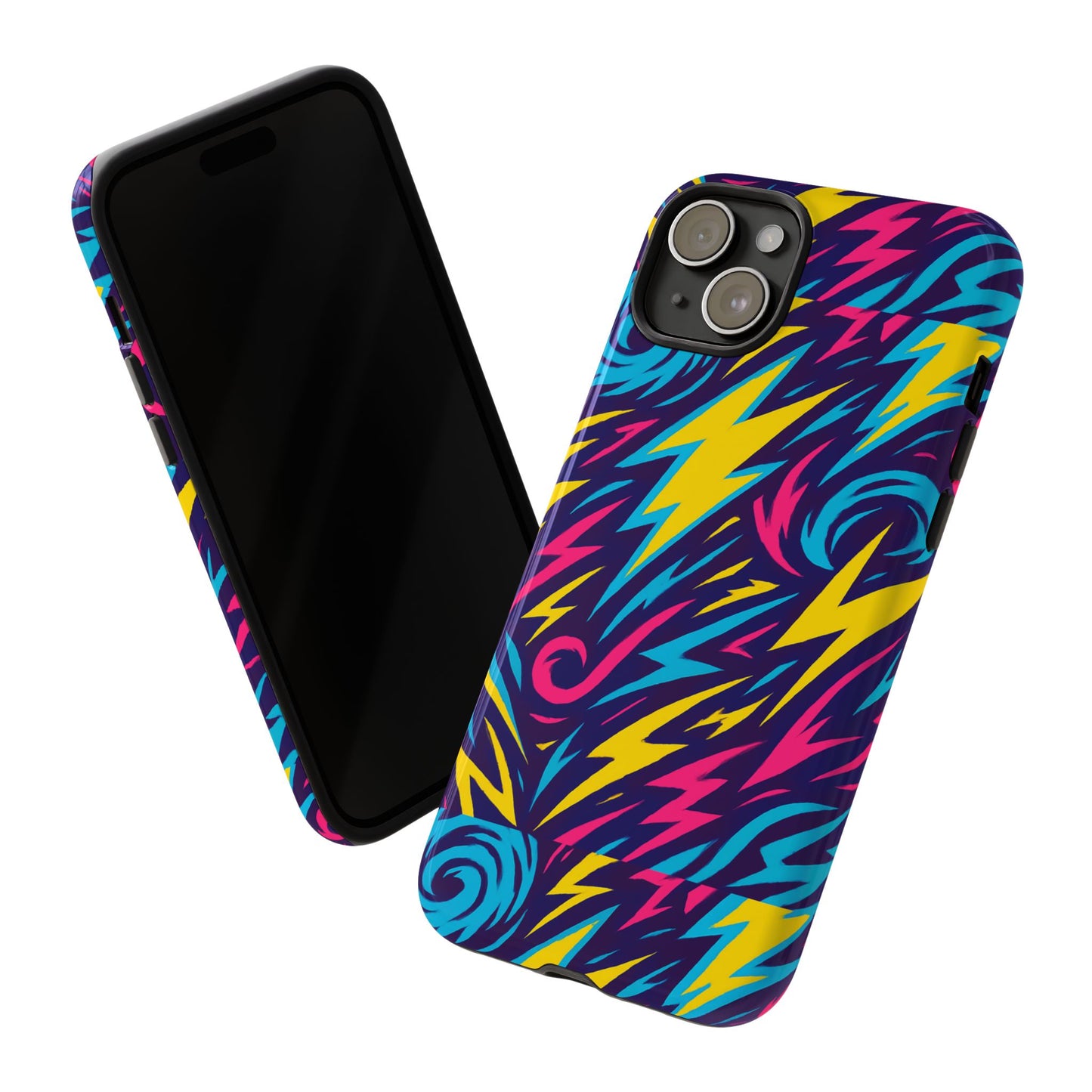 vibrant retro lightning bolt protective phone case with 3d design for fashion lovers compatible with iphone 13, 14, 15 & 16 – all models including pro, pro max & plus