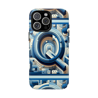 Blue Alphabet Q Phone Case for Android and iPhone Durable Shockproof Protective Cover with 3D Wrap Design