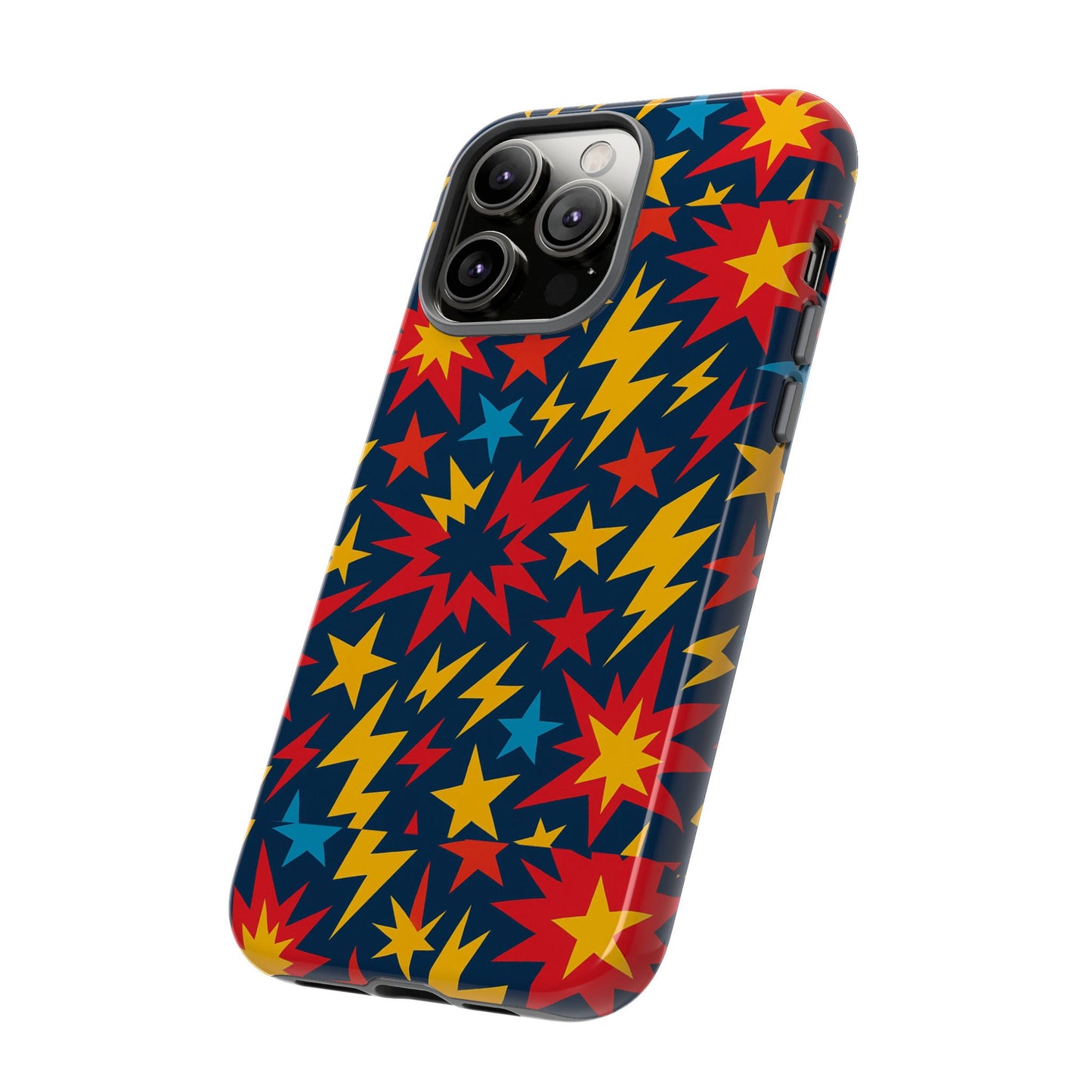 vibrant 3d superhero phone case with colourful lightning design for men and women, stylish protection compatible with iphone 13, 14, 15 & 16 – all models including pro, pro max & plus