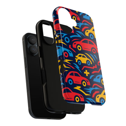 Multicolour Retro 3D Wrap Protective Phone Case with Vibrant Car Design for Stylish Protection Compatible with iPhone 13, 14, 15 & 16 – all models including Pro, Pro Max & Plus