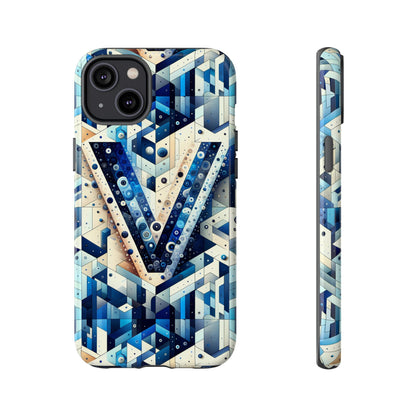 Blue Alphabet V Phone Case for Samsung and iPhone Shockproof Protective Cover with 3D Wrap Design and UV Resistance