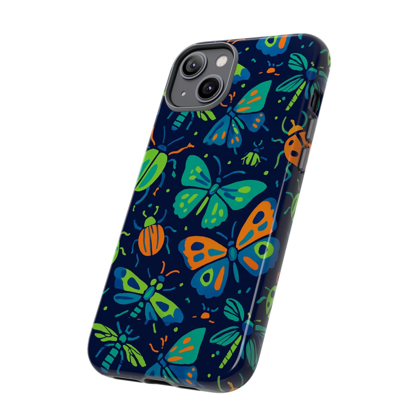vibrant insect pattern protective phone case for stylish protection – multicolour 3d design compatible with iphone 13, 14, 15 & 16 – all models including pro, pro max & plus