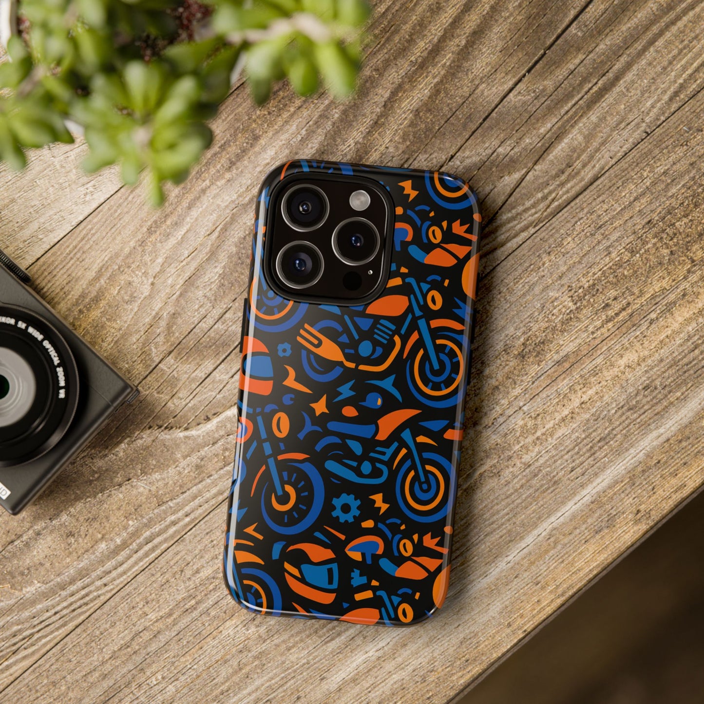 vibrant motorcycle phone case in multicolour design for stylish protection compatible with iphone 13, 14, 15 & 16 – all models including pro, pro max & plus