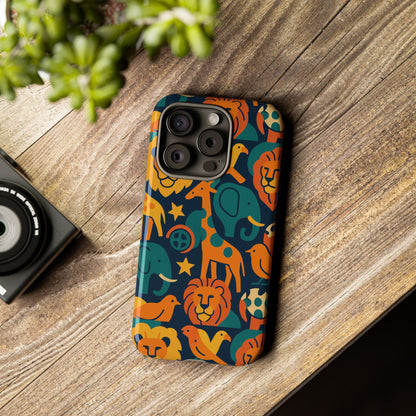 Vibrant Animal Print Protective Phone Case in Multicolour – Playful Design for Stylish Protection – Compatible with iPhone 13, 14, 15 & 16 – All Models Including Pro, Pro Max & Plus