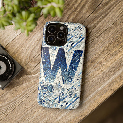 Blue Alphabet W Phone Case for Smartphones - Vibrant 3D Wrap Design with Shock Absorption and UV Protection, Suitable for Fans of Anime, Comics, and Unique Accessories