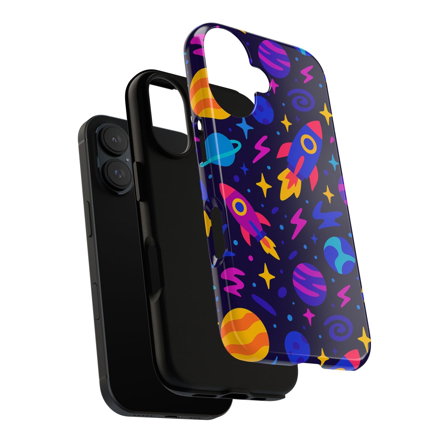 vibrant 3d wrap protective phone case with playful space theme for stylish self-expression compatible with iphone 13, 14, 15 & 16 – all models including pro, pro max & plus