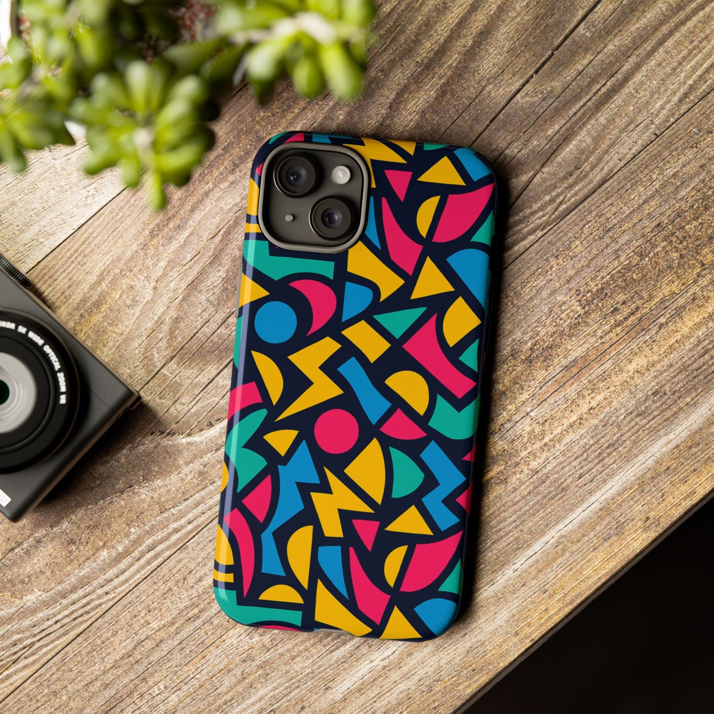 vibrant retro aesthetic phone case – stylish protection in multicolour design – compatible with iphone 13, 14, 15 & 16 – all models including pro, pro max & plus