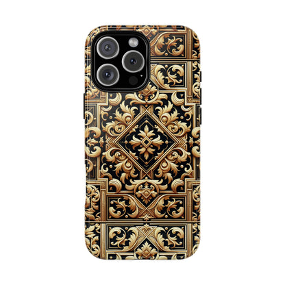 Pattern Image 3 Vibrant Shockproof Phone Case for Anime and Comic Fans - Ornate Baroque Gold Design - Compatible with iPhone 13, 14, 15 & 16 – all models including Pro, Pro Max & Plus