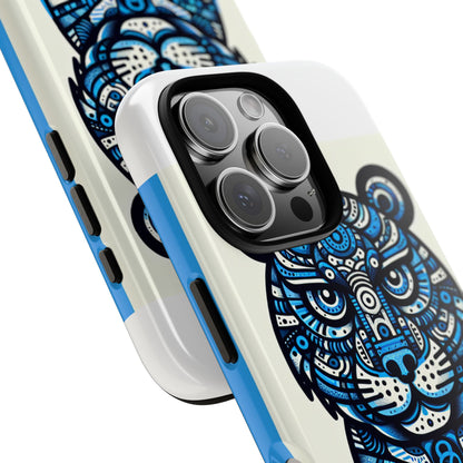 Vibrant Blue Geometric Tiger Design Phone Case – Stylish Protection Accessory for Self-Expression Compatible with iPhone 13, 14, 15 & 16 – all models including Pro, Pro Max & Plus