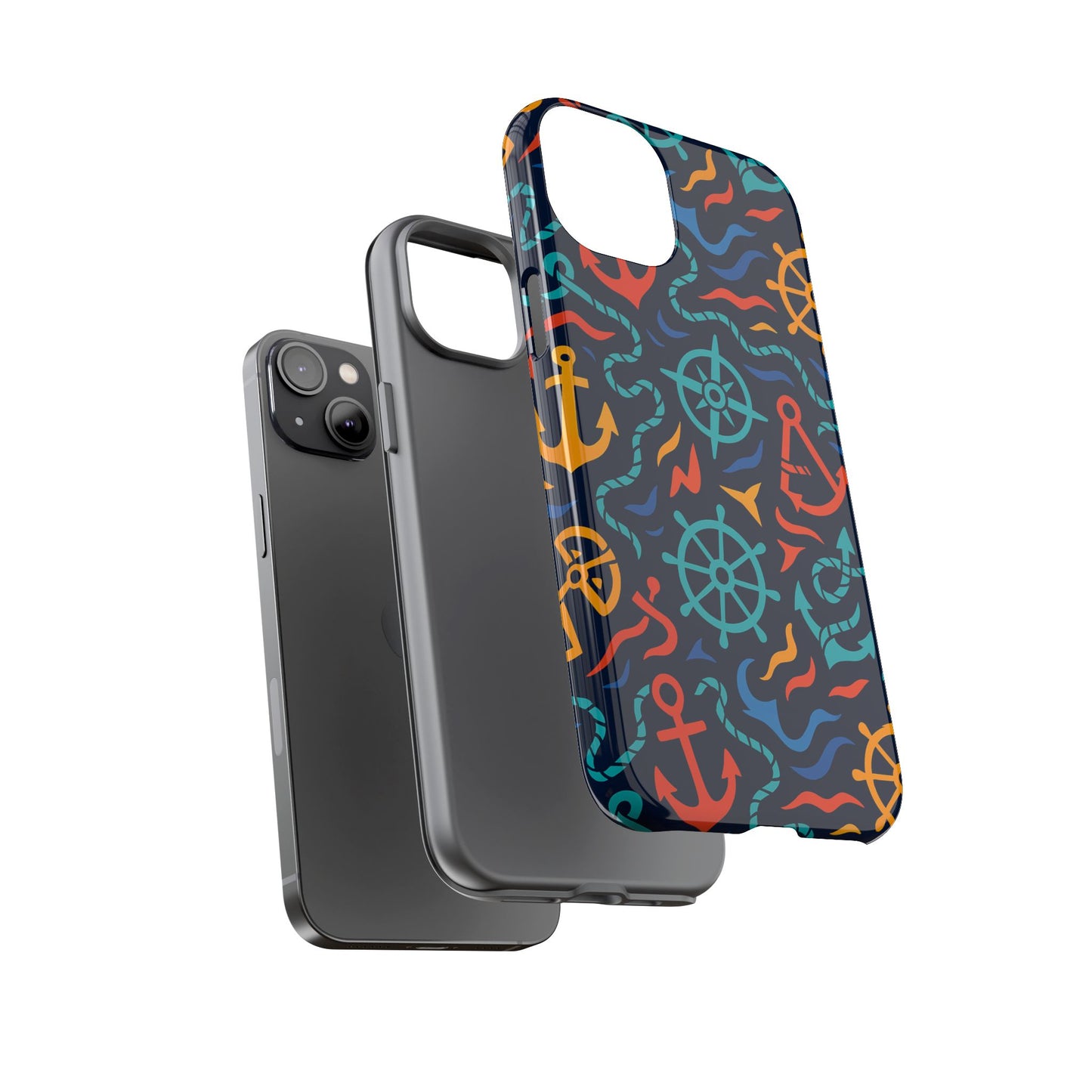 nautical multicolor protective phone case with 3d wrap design for unique style and self-expression compatible with iphone 13, 14, 15 & 16 – all models including pro, pro max & plus