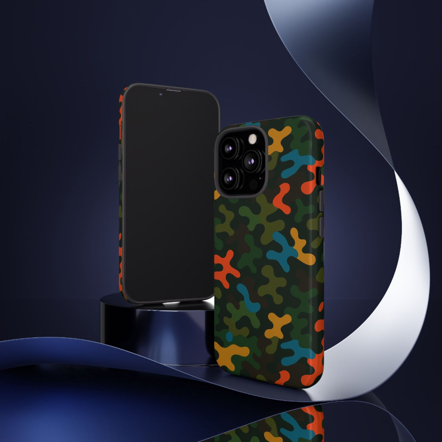 multicolour camouflage 3d wrap protective phone case stylish design for men and women stylish protection compatible with iphone 13, 14, 15 & 16 – all models including pro, pro max & plus