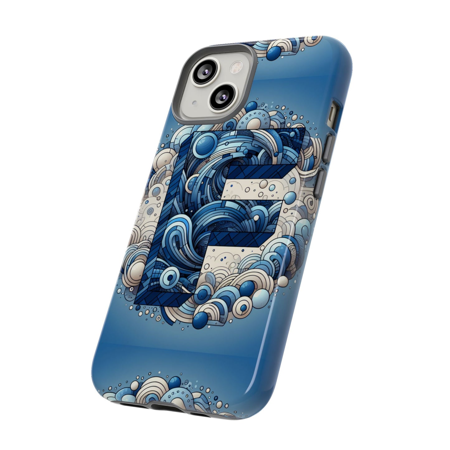 blue alphabet f phone case for iphone and android durable shockproof cover with 3d wrap design and uv protection