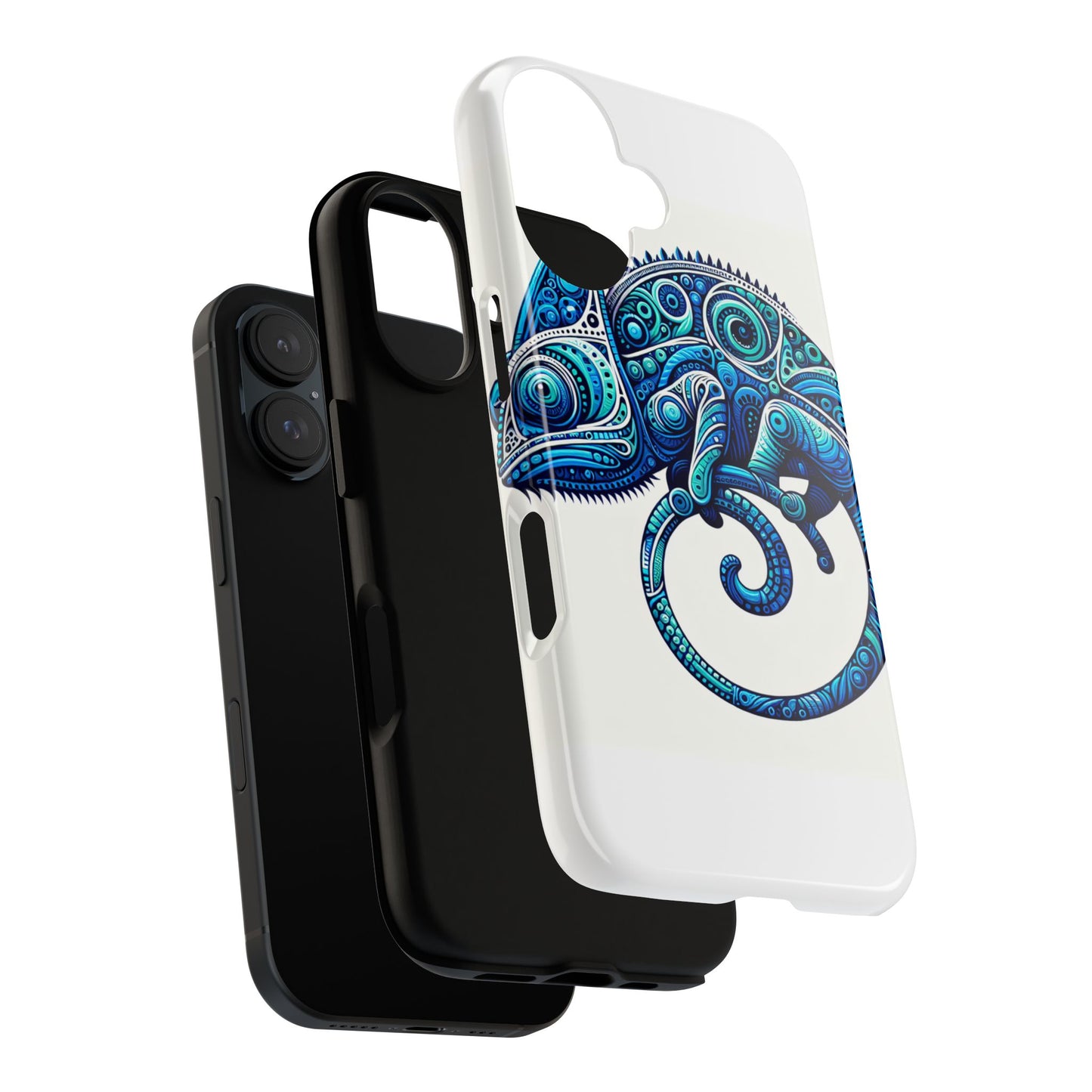 vibrant 3d wrap protective phone case with blue chameleon design, creative accessory for unique style, compatible with iphone 13, 14, 15 & 16 – all models including pro, pro max & plus