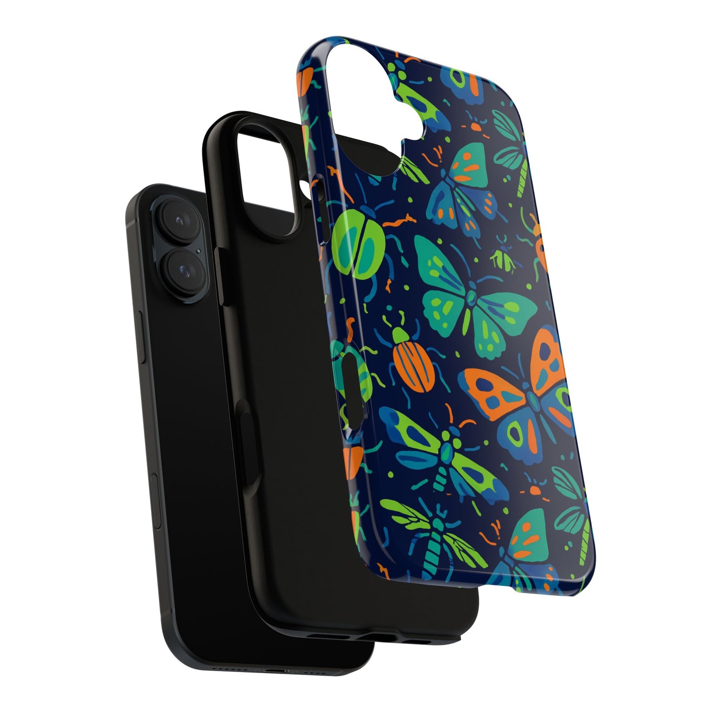 vibrant insect pattern protective phone case for stylish protection – multicolour 3d design compatible with iphone 13, 14, 15 & 16 – all models including pro, pro max & plus