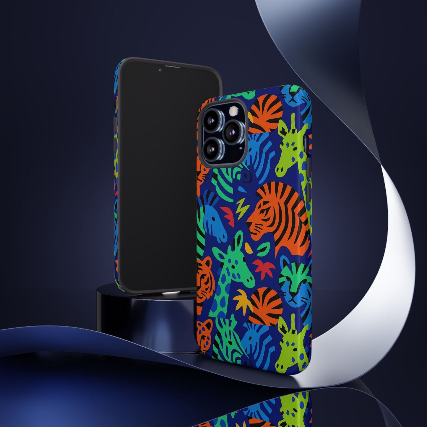 vibrant animal print 3d wrap protective phone case stylish accessory for men and women compatible with iphone 13, 14, 15 & 16 – all models including pro, pro max & plus