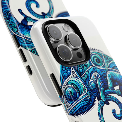 Vibrant 3D Wrap Protective Phone Case with Blue Chameleon Design, Creative Accessory for Unique Style, Compatible with iPhone 13, 14, 15 & 16 – all models including Pro, Pro Max & Plus