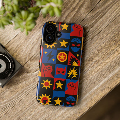 Vibrant Superhero Phone Case with Retro 3D Design for Stylish Protection Compatible with iPhone 13, 14, 15 & 16 – All Models Including Pro, Pro Max & Plus