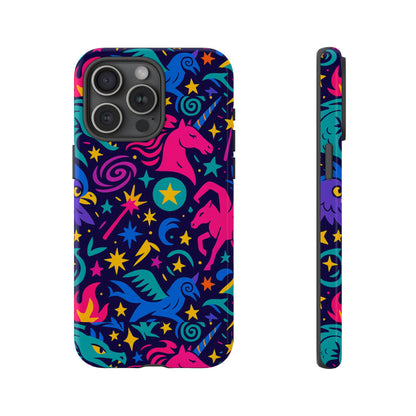 Vibrant Fantasy Unicorns Protective Phone Case – Colourful 3D Design for Stylish Protection – Compatible with iPhone 13, 14, 15 & 16 – All Models Including Pro, Pro Max & Plus
