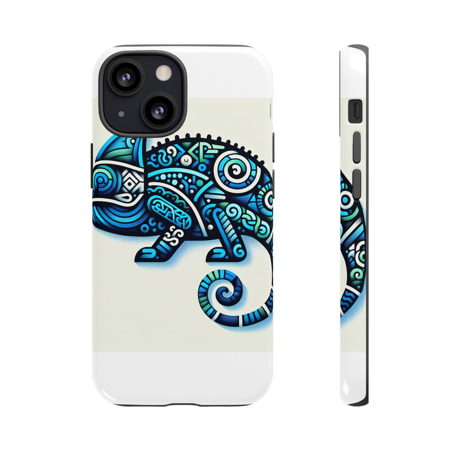 vibrant 3d chameleon phone case with blue design for stylish protection compatible with iphone 13, 14, 15 & 16 – all models including pro, pro max & plus