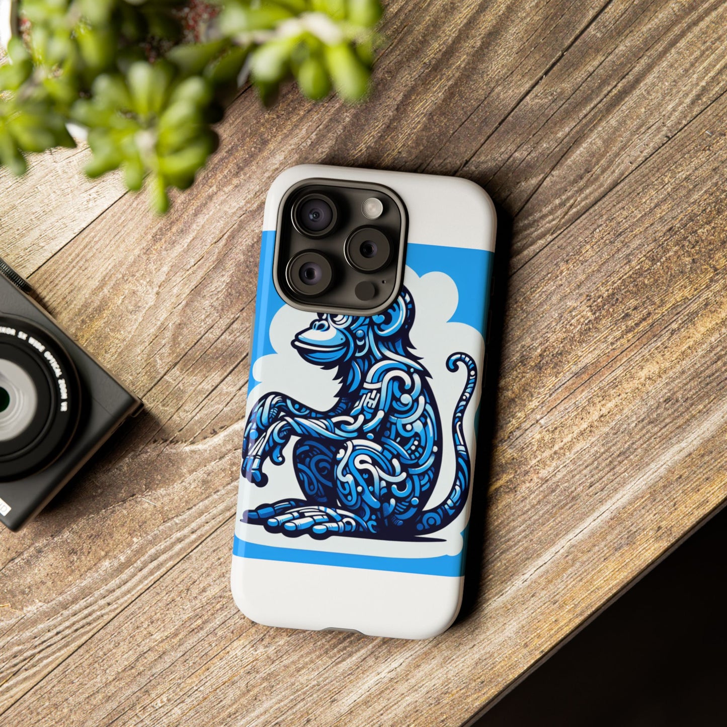 vibrant 3d monkey design phone case in blue – stylish protection for smartphones compatible with iphone 13, 14, 15 & 16 – all models including pro, pro max & plus
