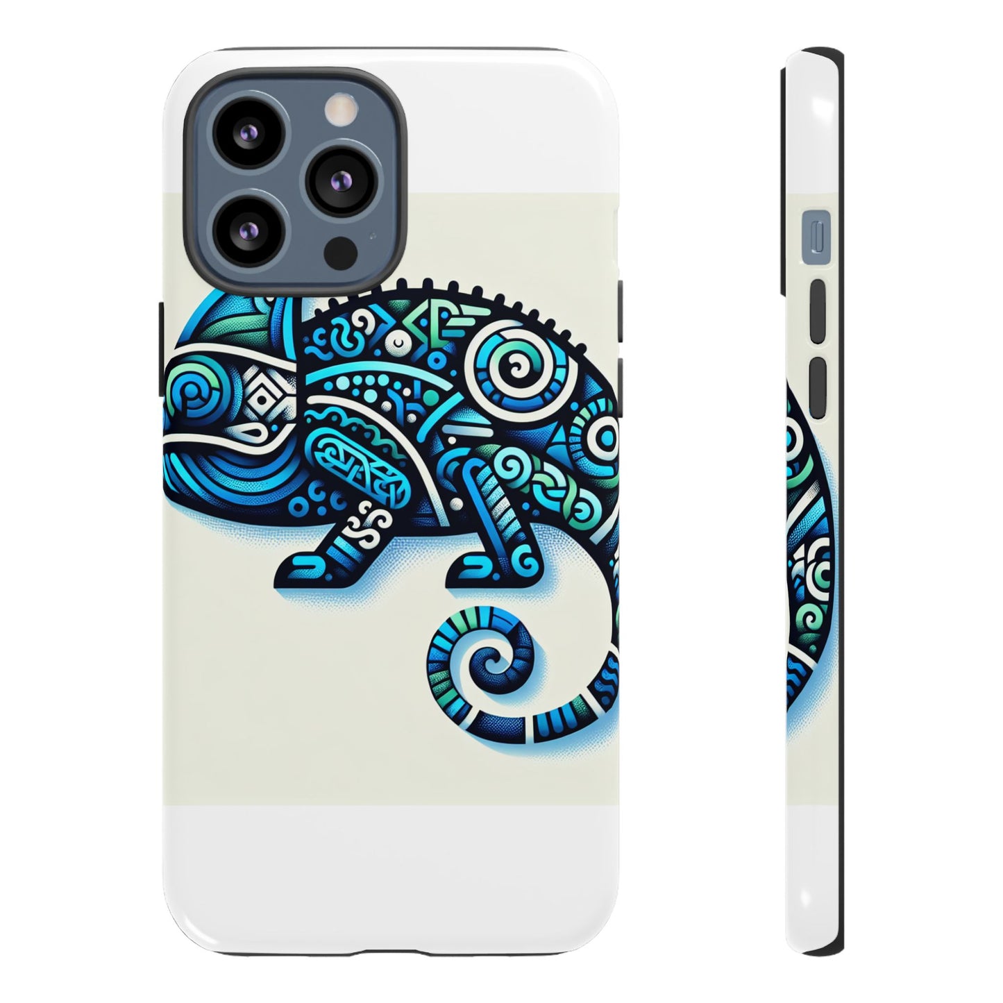 vibrant 3d chameleon phone case with blue design for stylish protection compatible with iphone 13, 14, 15 & 16 – all models including pro, pro max & plus